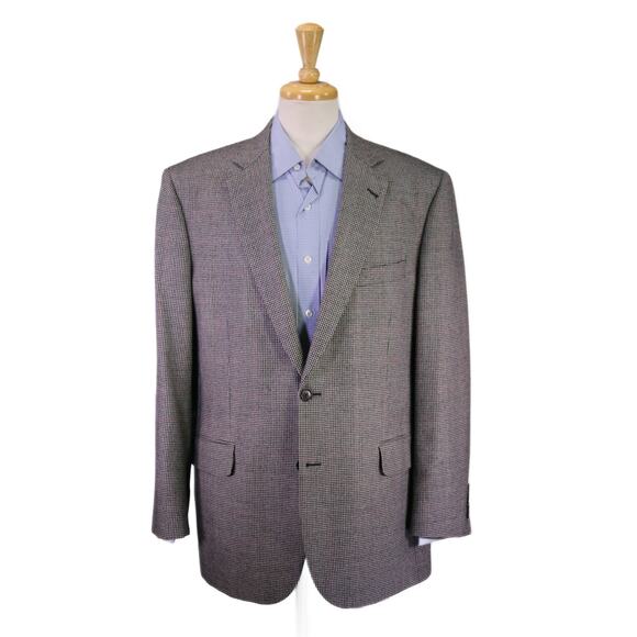 Brooks Brothers Gray Black Red Windowpane Wool Fleece Sportcoat Blazer 45R - Picture 1 of 10